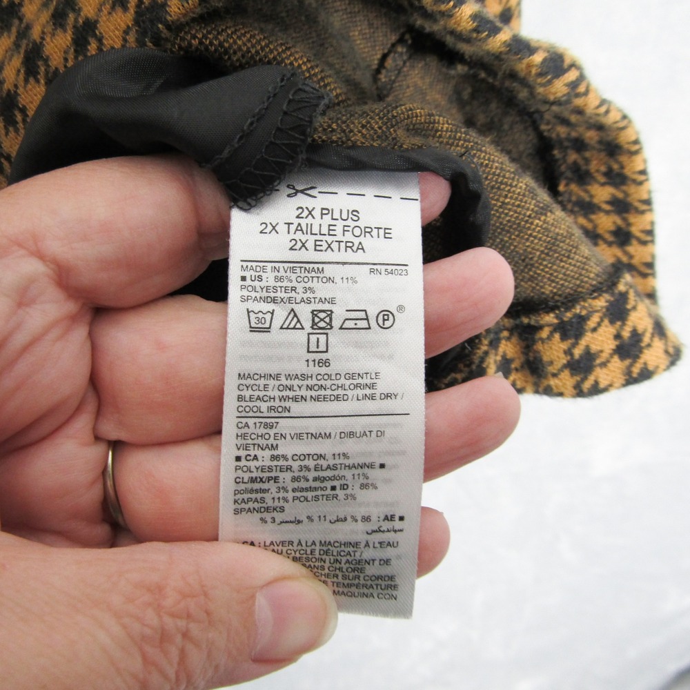 Old Navy Womens 2X Plus Houndstooth Blazer Jacket Brown Black Open Front Knit - Picture 8 of 10